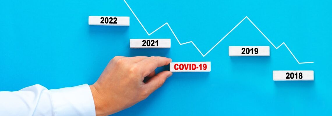 A line graph displays years and COVID-19