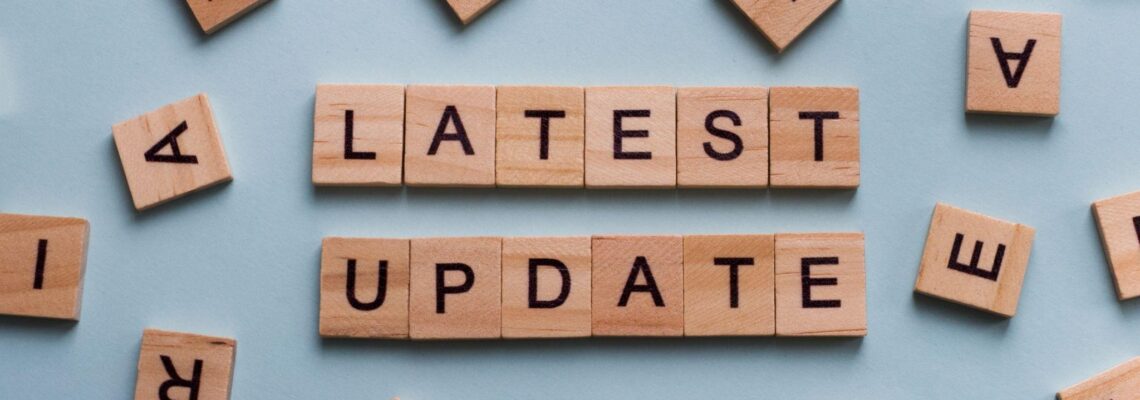 "Latest Update" is spelled out in Scrabble letters