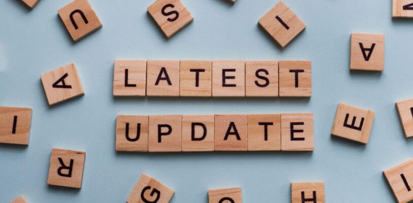 "Latest Update" is spelled out in Scrabble letters